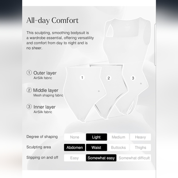 Popilush White Sleeveless Square Neck Shapewear Tummy Control Bodysuit Size 3XL - Picture 5 of 12